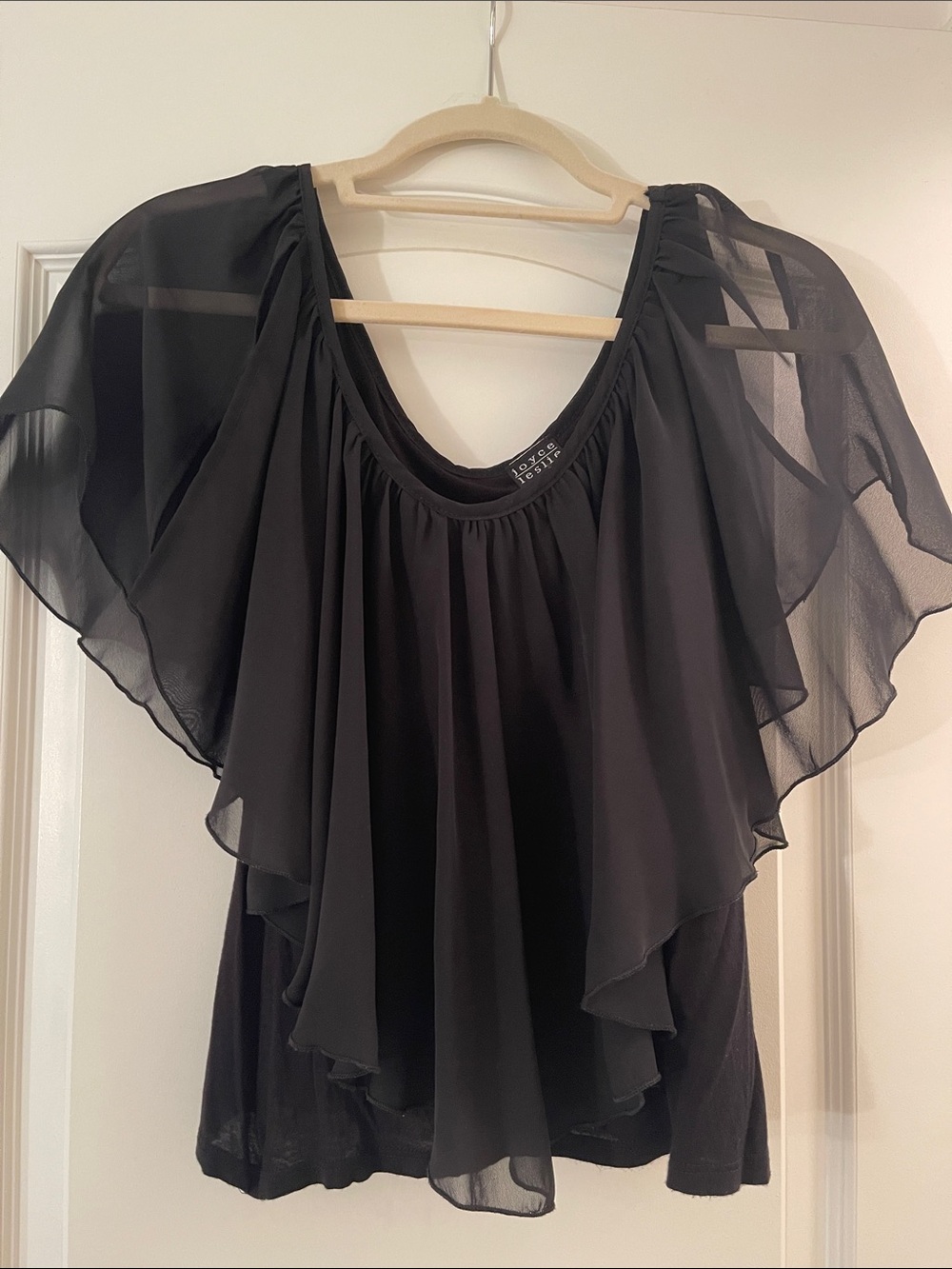 Joyce Leslie Black Layered Chiffon Flutter Sleeve Blouse